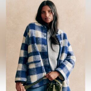 Blue and White Checkered Women's Jacket (sezane farel jacket)